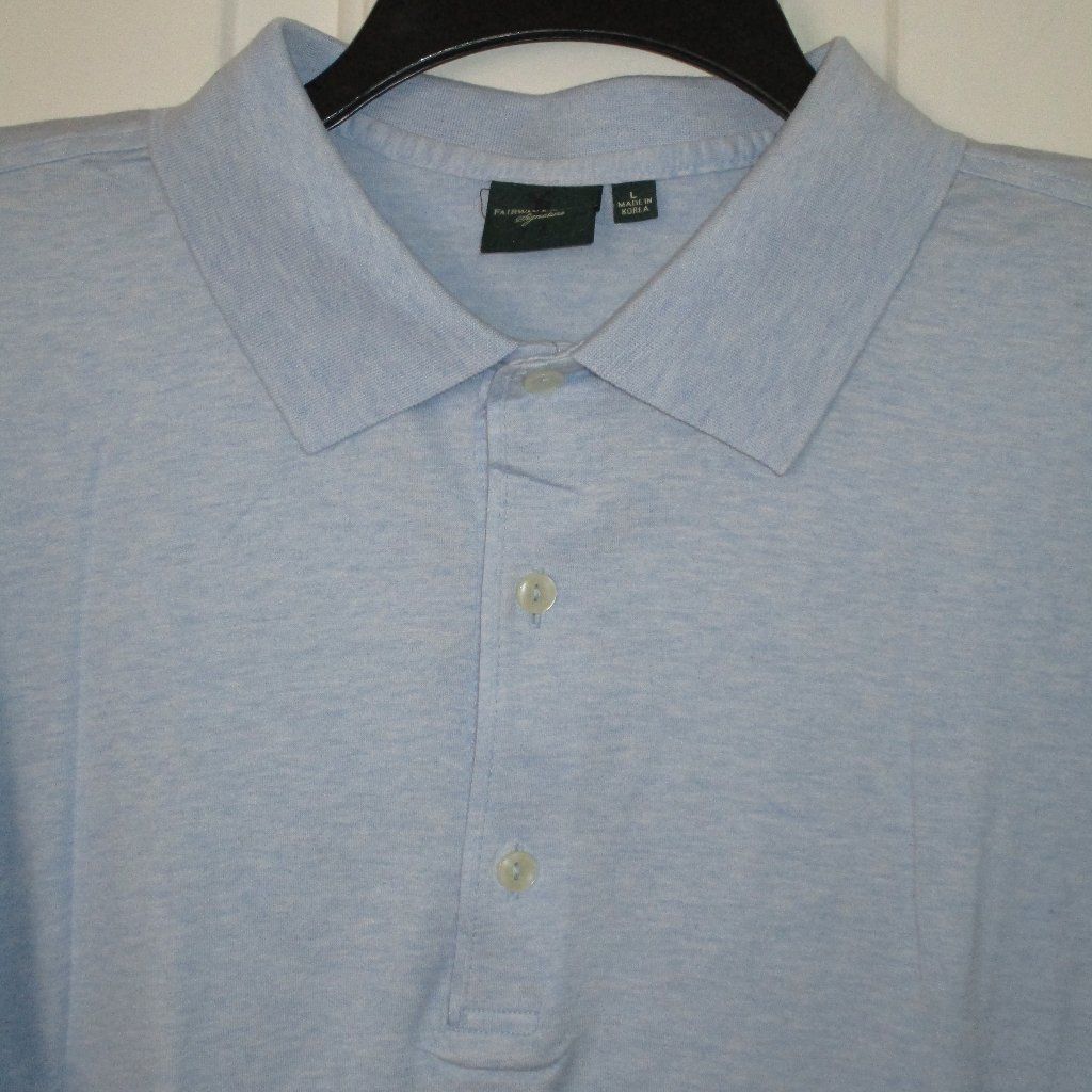 Fairway  Greene Signature Mens SS Blue Cotton Golf Polo Shirt Nwot Size Large